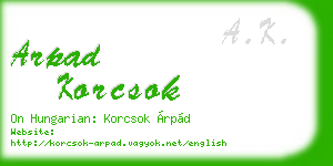 arpad korcsok business card