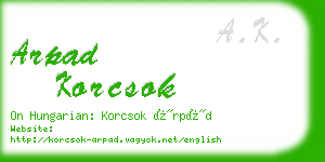 arpad korcsok business card